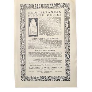 Vintage 1925 Raymond & Whitcomb Summer Cruise Ad Advertisement